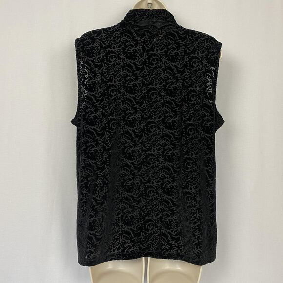 Liz Claiborne Top Womens XL Black Sheer Velvet Burnout Mock Neck Vtg Y2K 90s - Picture 5 of 9